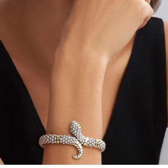 RARE WONDERS Two-Tone Snake Rope Bracelet from Lagos Size 6.5 & 7 - Picture 5 of 11